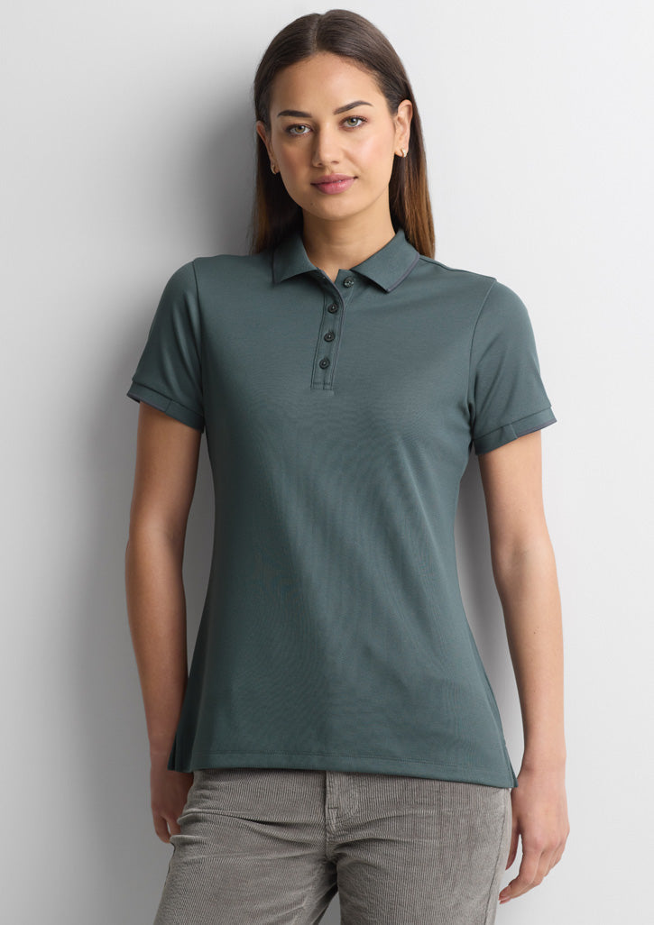 P313LS Womens Focus Short Sleeve Polo - Seafoam/Charcoal