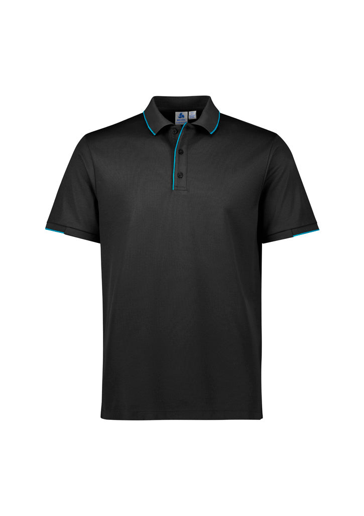 P313MS Mens Focus Short Sleeve Polo - Black/Cyan