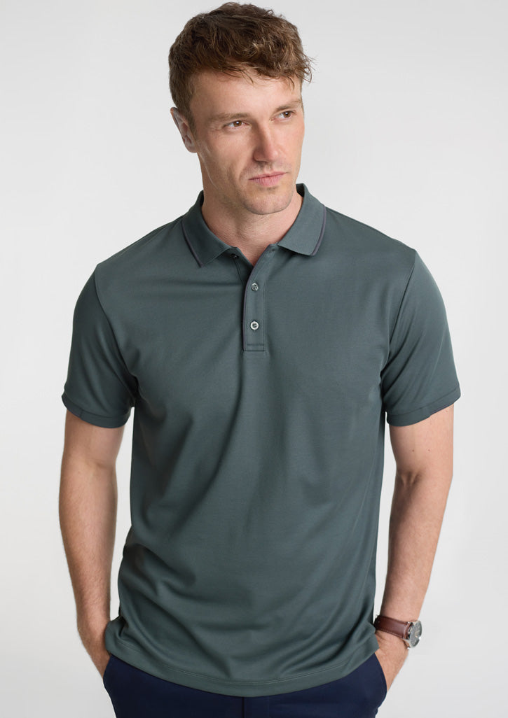 P313MS Mens Focus Short Sleeve Polo - Seafoam/Charcoal