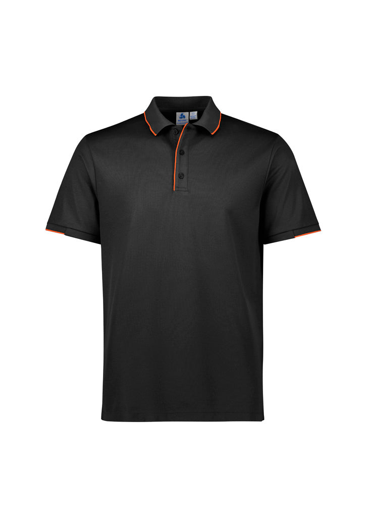 P313MS Mens Focus Short Sleeve Polo - Black/Orange