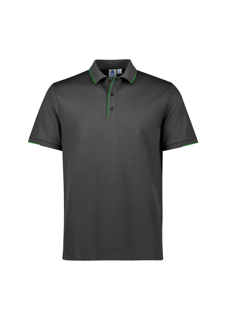 P313MS Mens Focus Short Sleeve Polo - Grey/Fluoro Lime