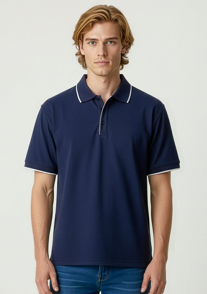 P3200 Mens Elite Short Sleeve Polo - Navy/White