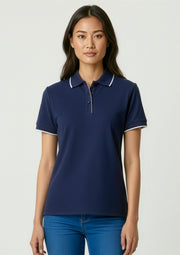 P3225 Womens Elite Short Sleeve Polo - Navy/White