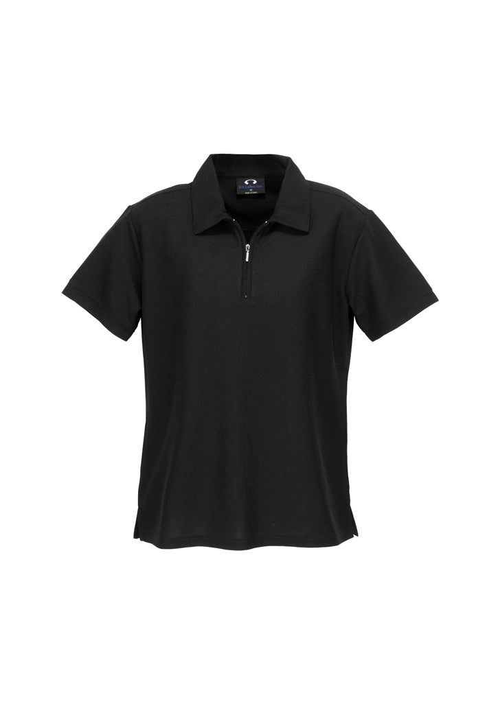 P3325 Womens Micro Waffle Short Sleeve Polo - Black