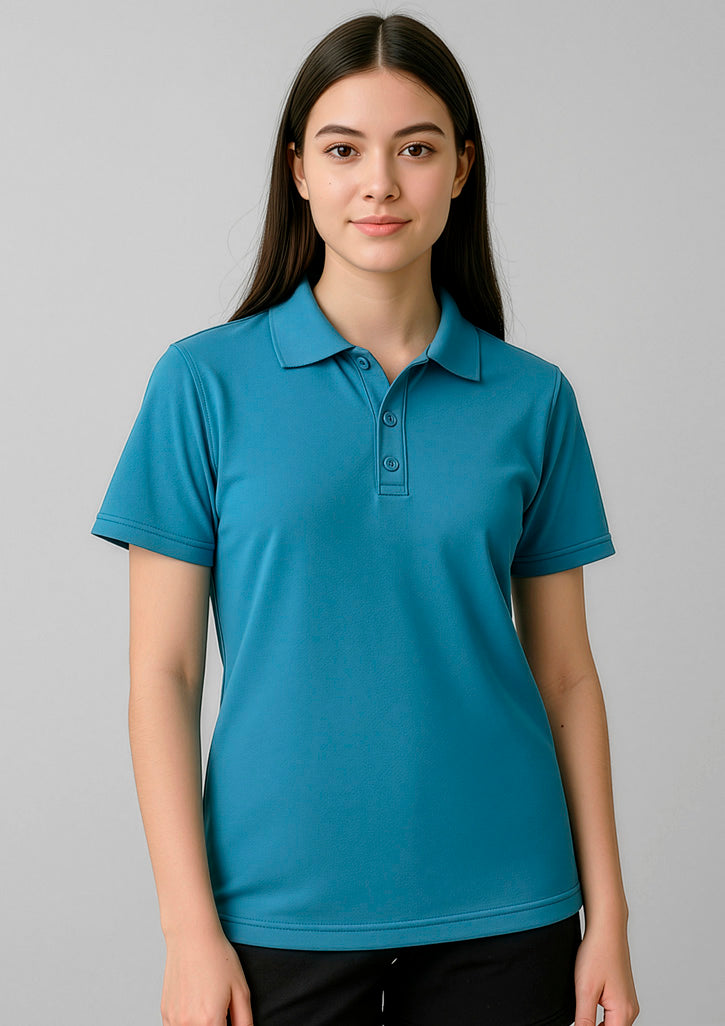 P400KS Kids Crew Short Sleeve Polo - Cyan