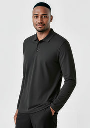 P400ML Mens Crew Long Sleeve Polo - Black