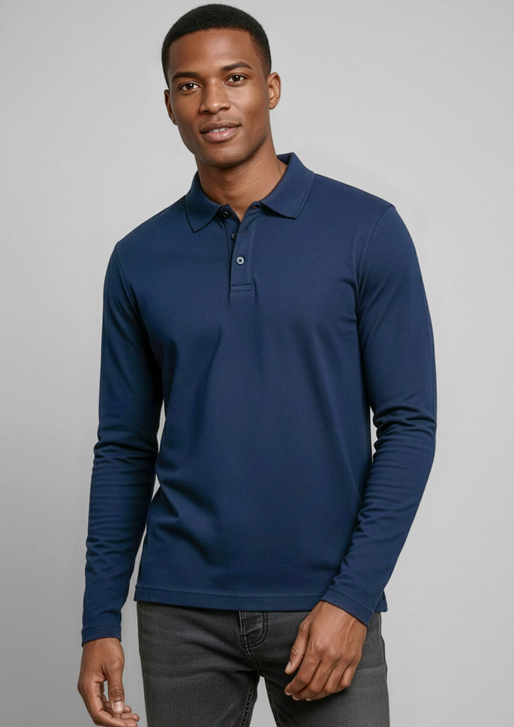 P400ML Mens Crew Long Sleeve Polo - Navy