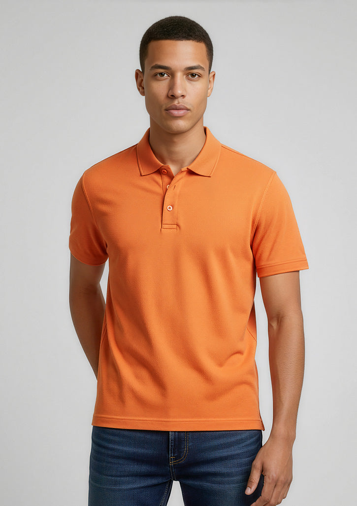 P400MS Mens Crew Short Sleeve Polo - Orange