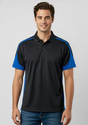 P401MS Mens Talon Short Sleeve Polo - Black/Royal