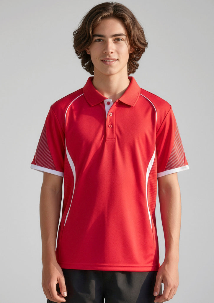 P405KS Kids Razor Short Sleeve Polo - Red/White