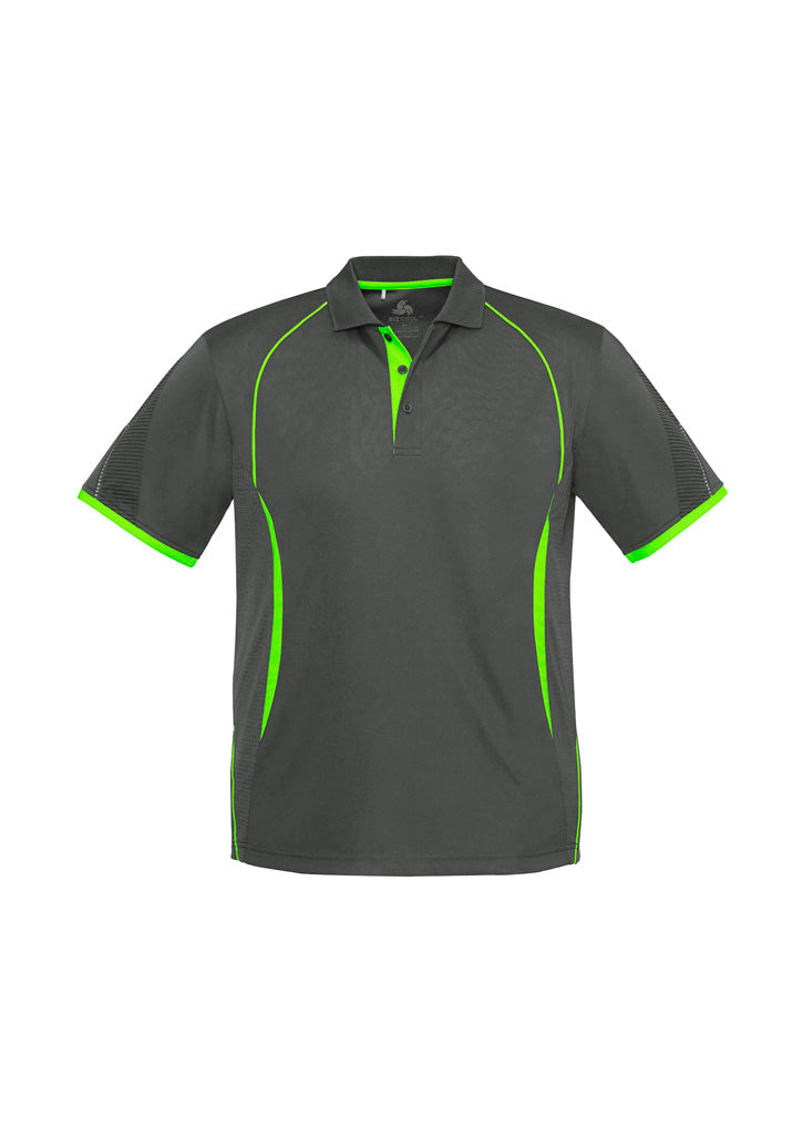 P405KS Kids Razor Short Sleeve Polo - Grey/Fluoro Lime