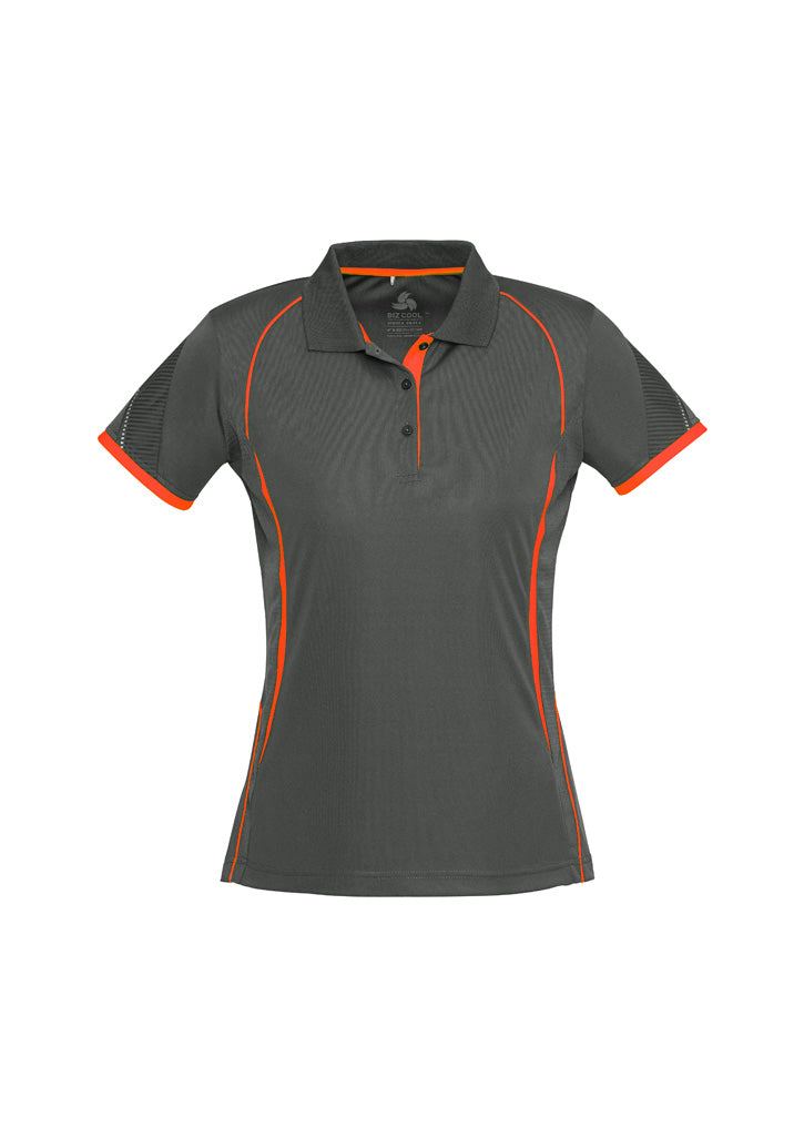 P405LS Womens Razor Short Sleeve Polo - Grey/Fluoro Orange