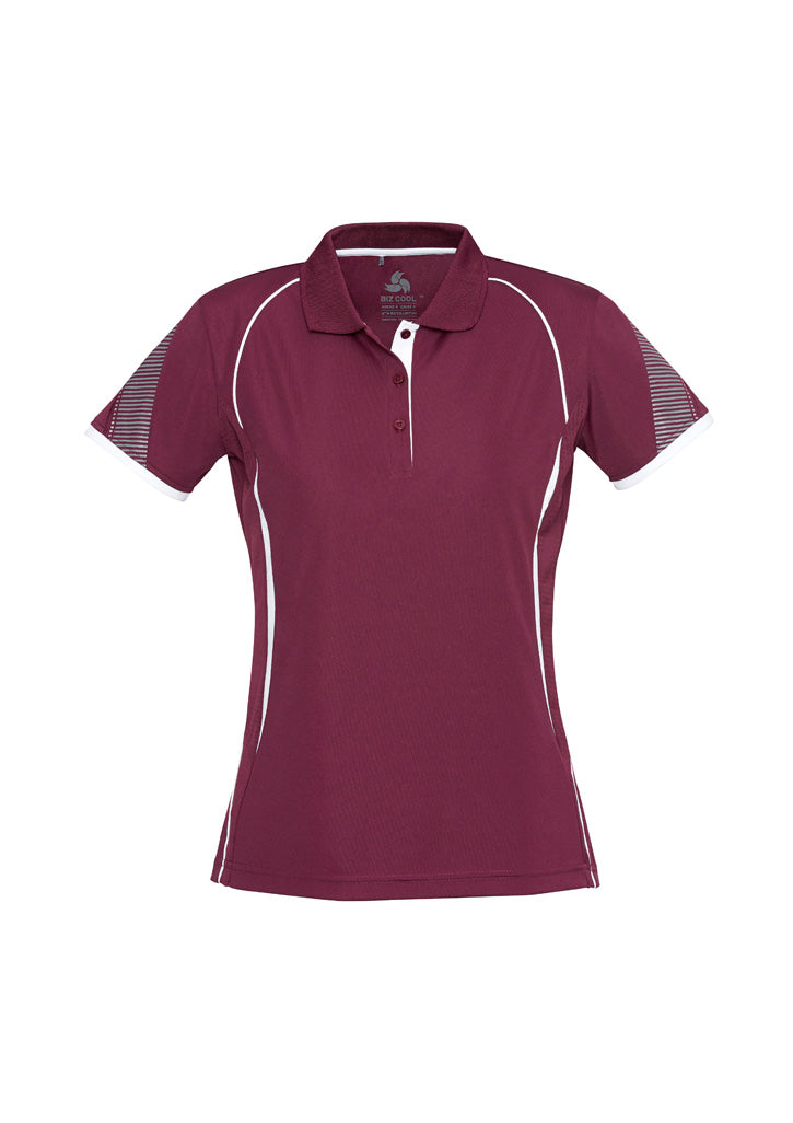 P405LS Womens Razor Short Sleeve Polo - Maroon/White