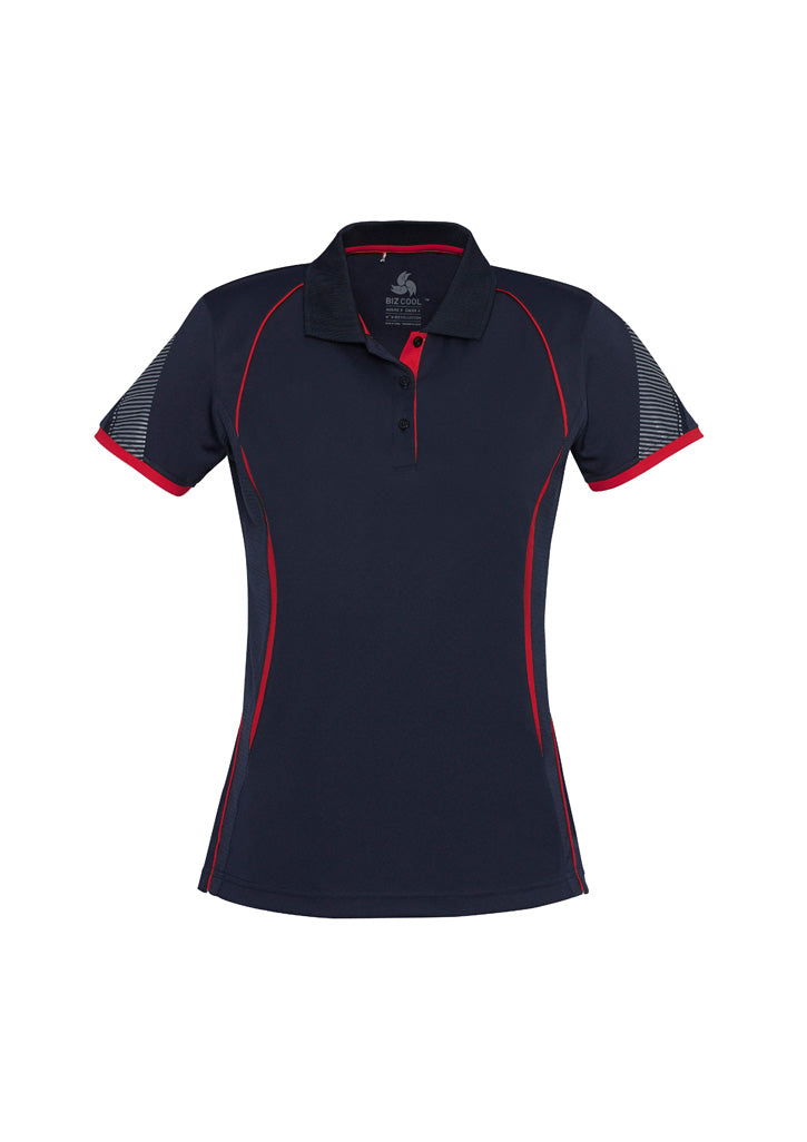 P405LS Womens Razor Short Sleeve Polo - Navy/Red