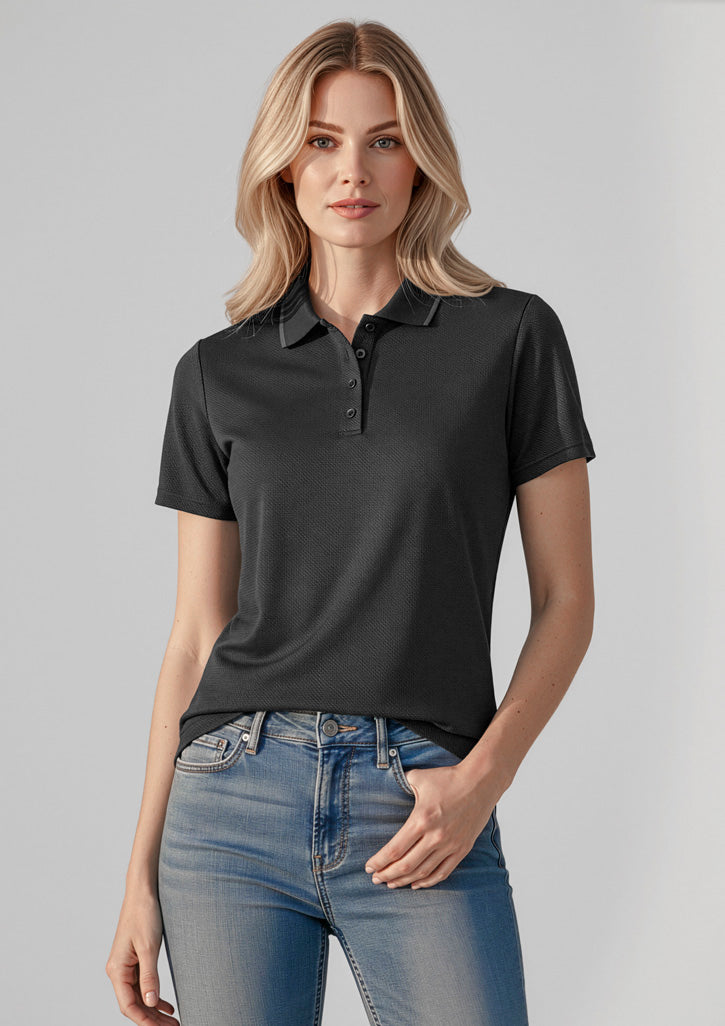 P412LS Womens Echo Short Sleeve Polo - Black Graphite