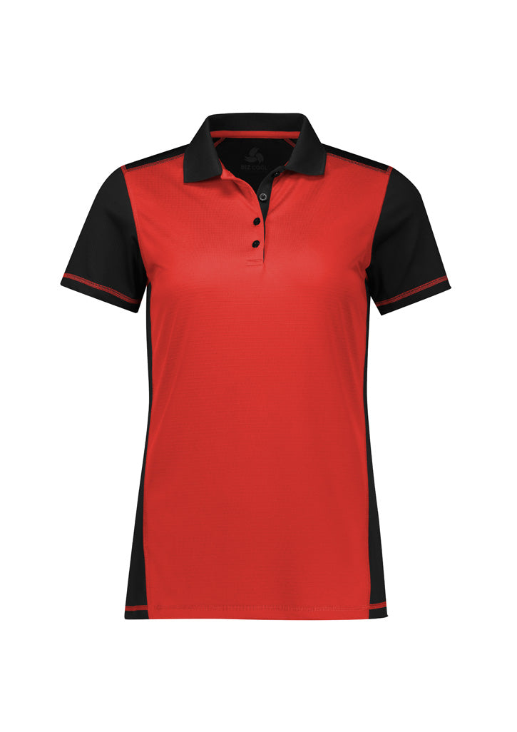 P419LS Womens Dart Short Sleeve Polo - Black/Red