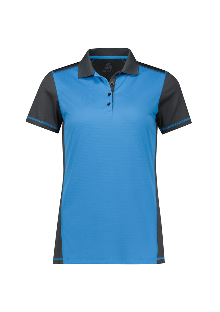 P419LS Womens Dart Short Sleeve Polo - Grey/Cyan