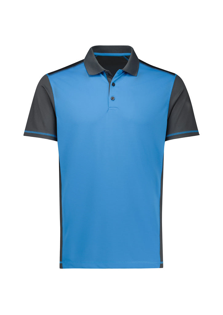 P419MS Mens Dart Short Sleeve Polo - Grey/Cyan