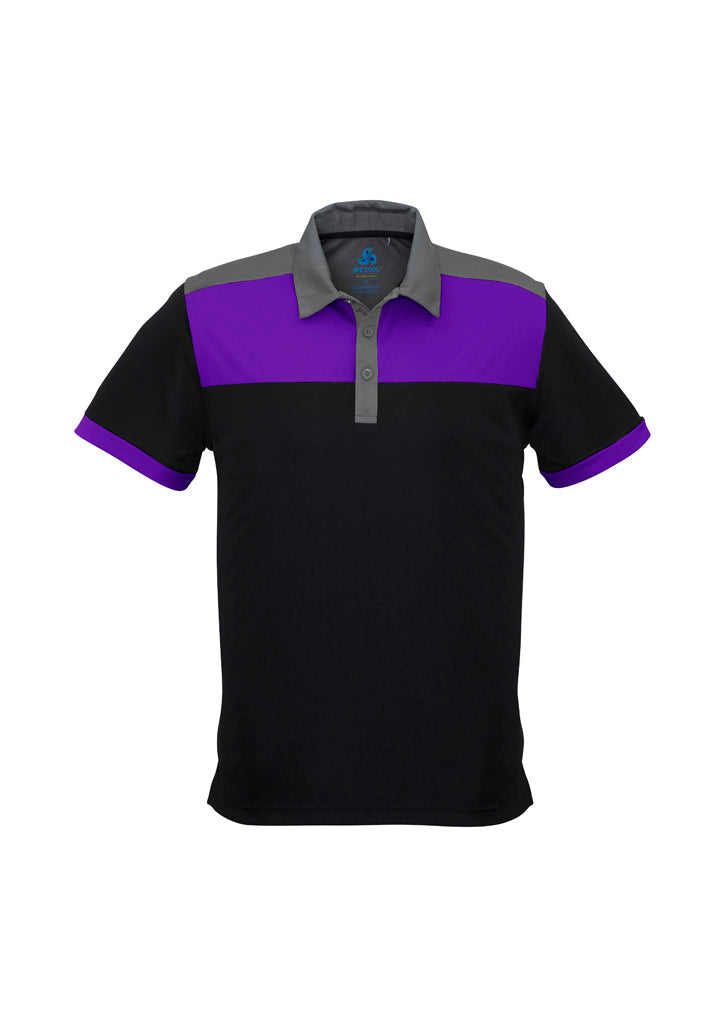 P500MS Mens Charger Short Sleeve Polo - Black/Purple/Grey