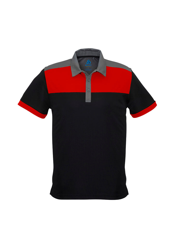 P500MS Mens Charger Short Sleeve Polo - Black/Red/Grey