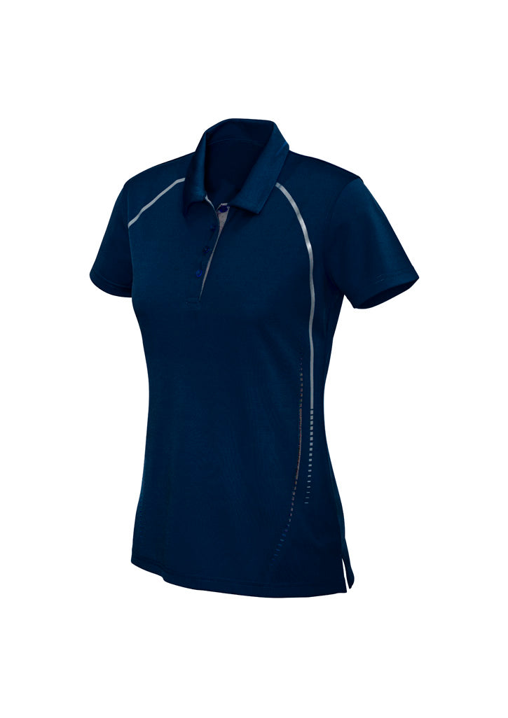P604LS Womens Cyber Short Sleeve Polo - Navy/Silver