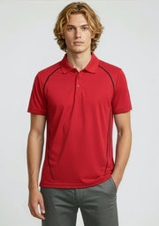 P604MS Mens Cyber Short Sleeve Polo - Red/Silver