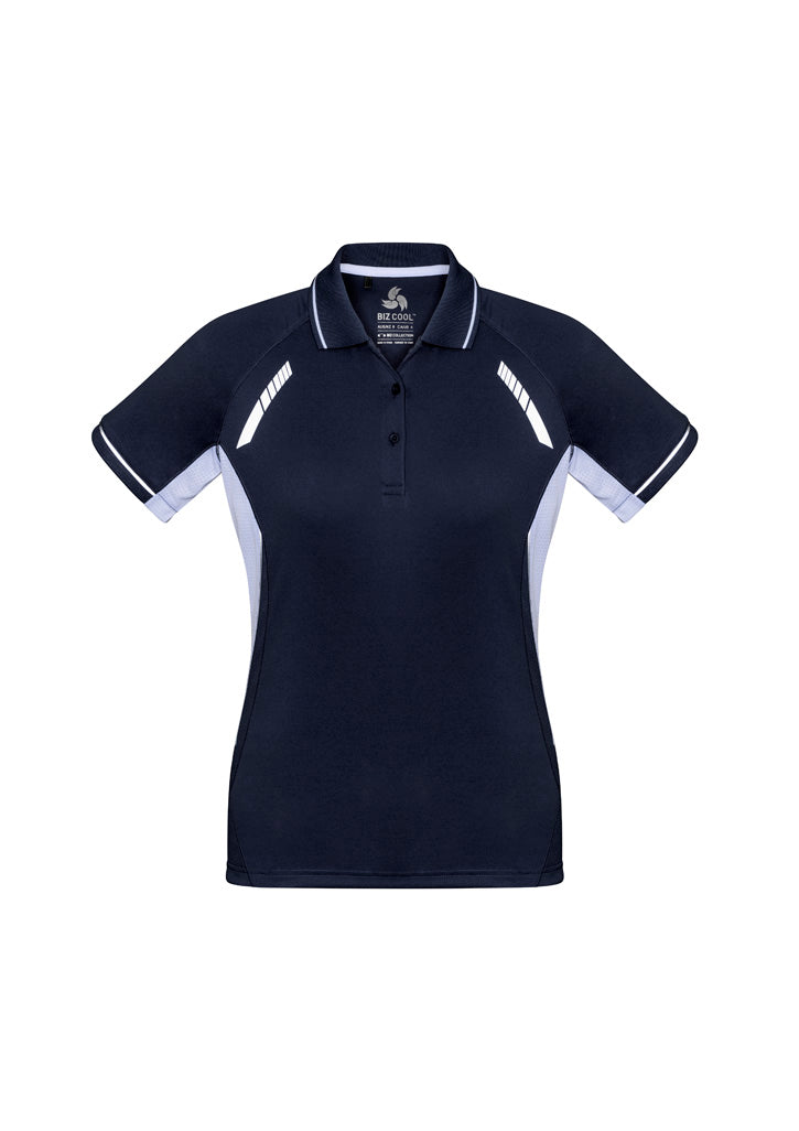P700LS Womens Renegade Short Sleeve Polo - Navy/White/Silver