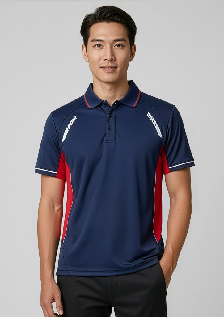 P700MS Mens Renegade Short Sleeve Polo - Navy/Red/Silver