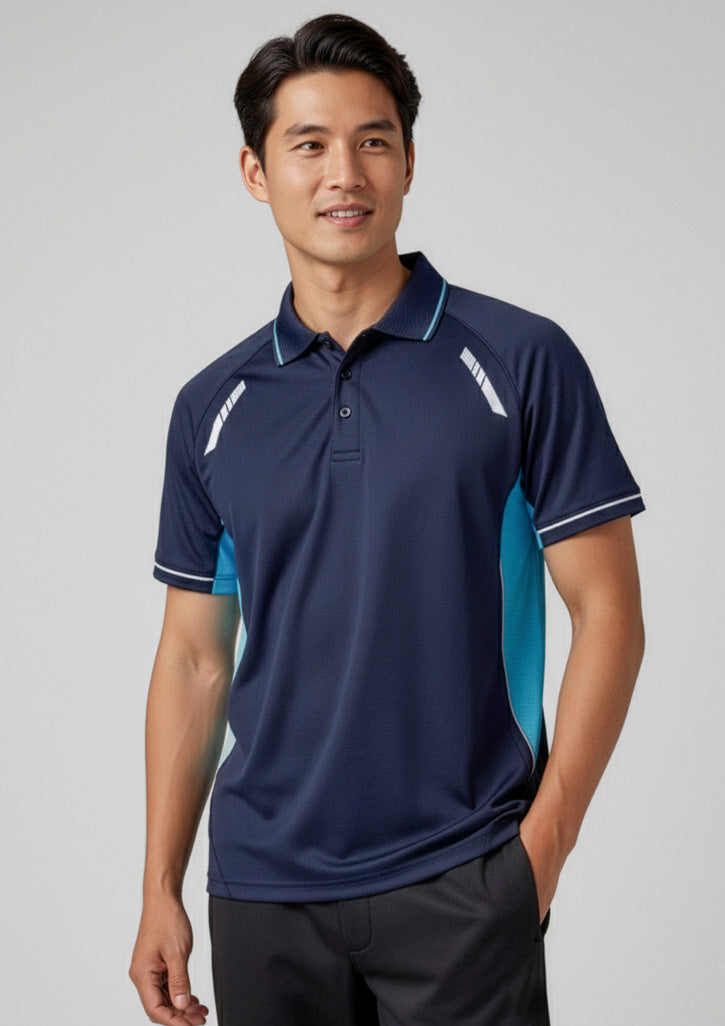 P700MS Mens Renegade Short Sleeve Polo - Navy/Sky/Silver