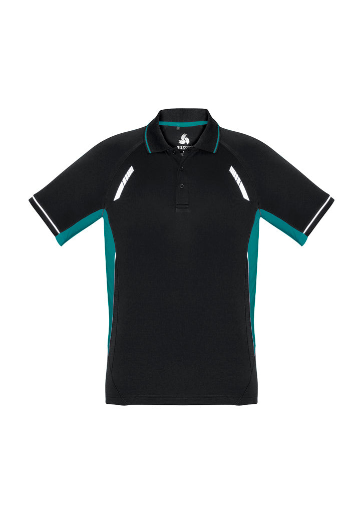 P700MS Mens Renegade Short Sleeve Polo - Black/Teal/Silver