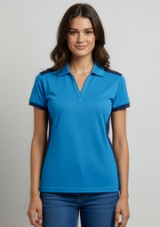 P705LS Womens Rival Short Sleeve Polo - Cyan/Navy