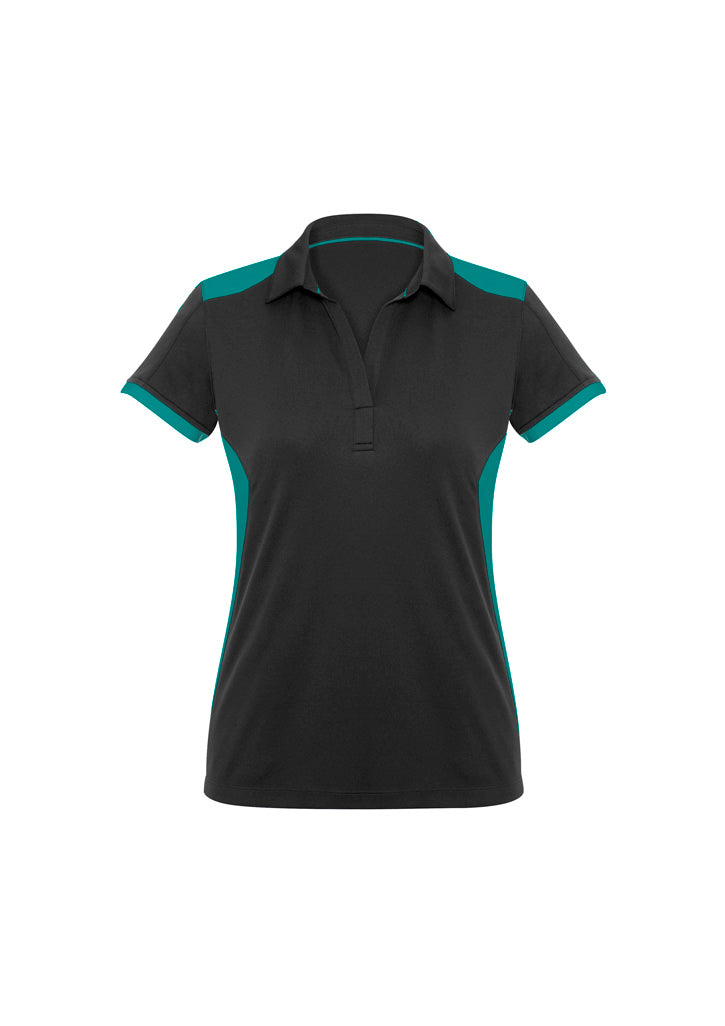P705LS Womens Rival Short Sleeve Polo - Black/Teal