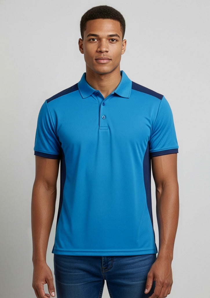 P705MS Mens Rival Short Sleeve Polo - Cyan/Navy