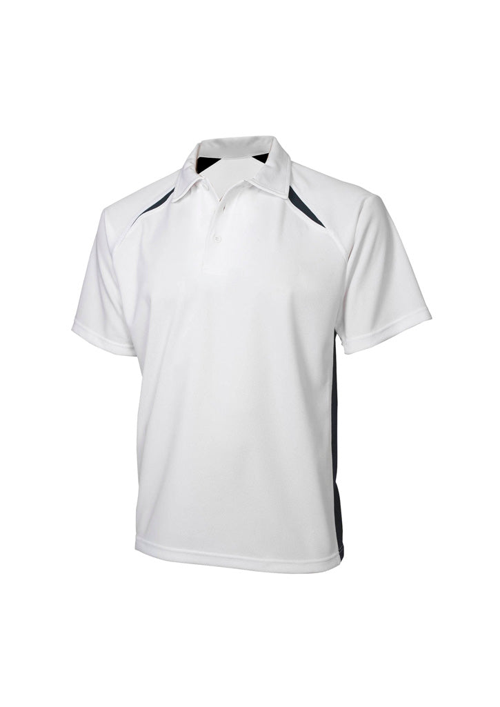 P7700B Kids Splice Short Sleeve Polo - White/Navy