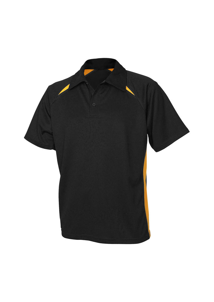 P7700 Mens Splice Short Sleeve Polo - Black/Gold