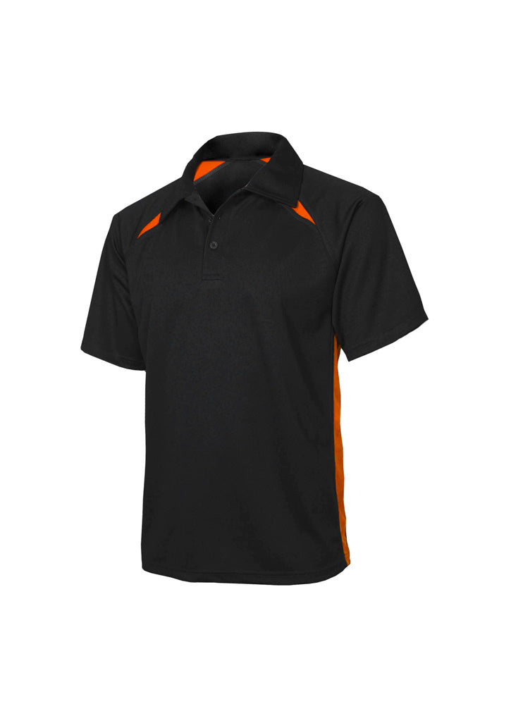 P7700 Mens Splice Short Sleeve Polo - Black/Orange