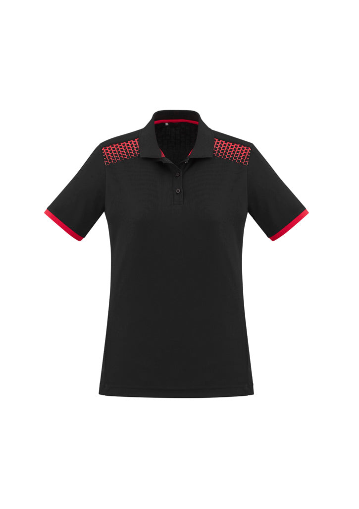 P900LS Womens Galaxy Short Sleeve Polo - Black/Red