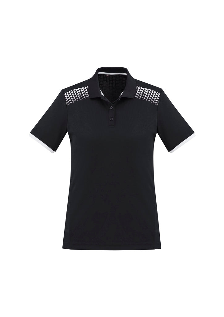 P900LS Womens Galaxy Short Sleeve Polo - Black/White