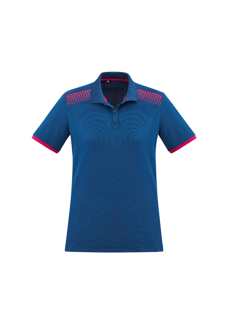 P900LS Womens Galaxy Short Sleeve Polo - Steel Blue/Magenta