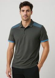 P900MS Mens Galaxy Short Sleeve Polo - Grey/Cyan