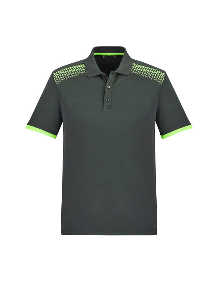 P900MS Mens Galaxy Short Sleeve Polo - Grey/Fluoro Lime
