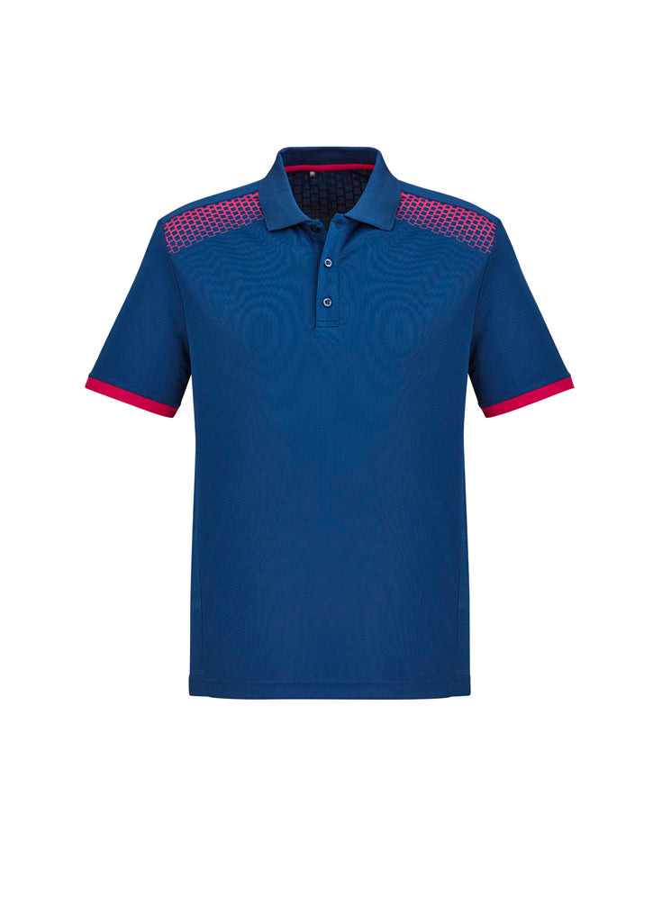P900MS Mens Galaxy Short Sleeve Polo - Steel Blue/Magenta