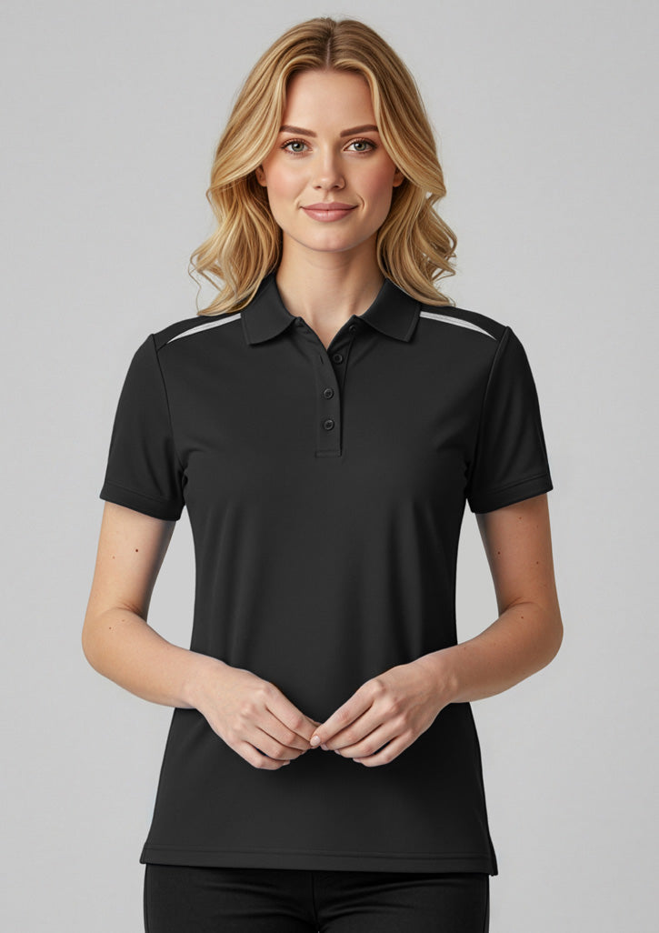 P901LS Womens Sonar Short Sleeve Polo - Black/White