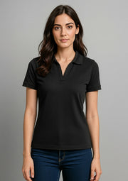 P9025 Womens Oceana Short Sleeve Polo - Black
