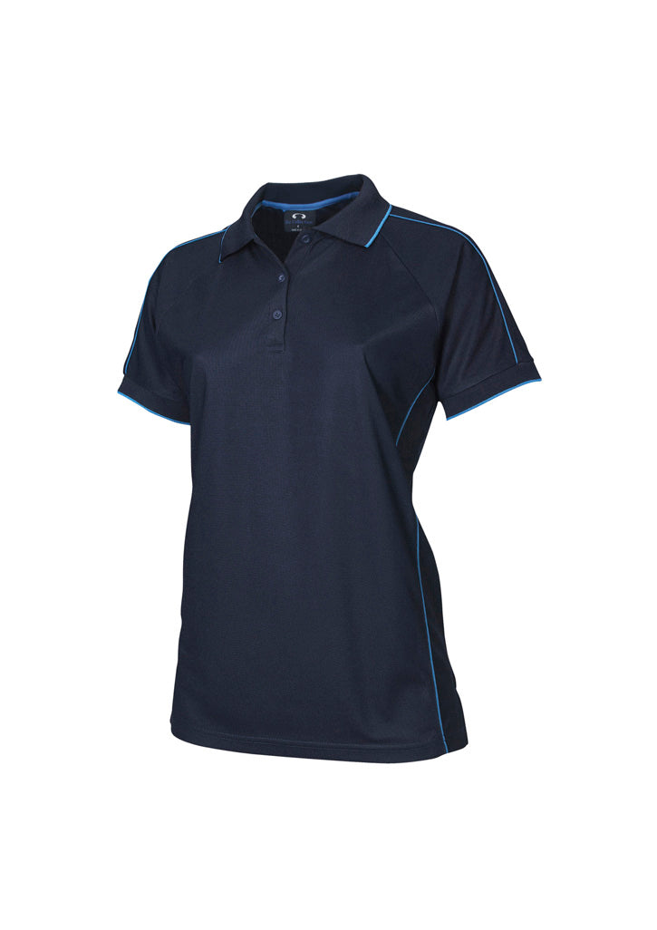 P9925 Womens Resort Short Sleeve Polo - Navy/Mid Blue