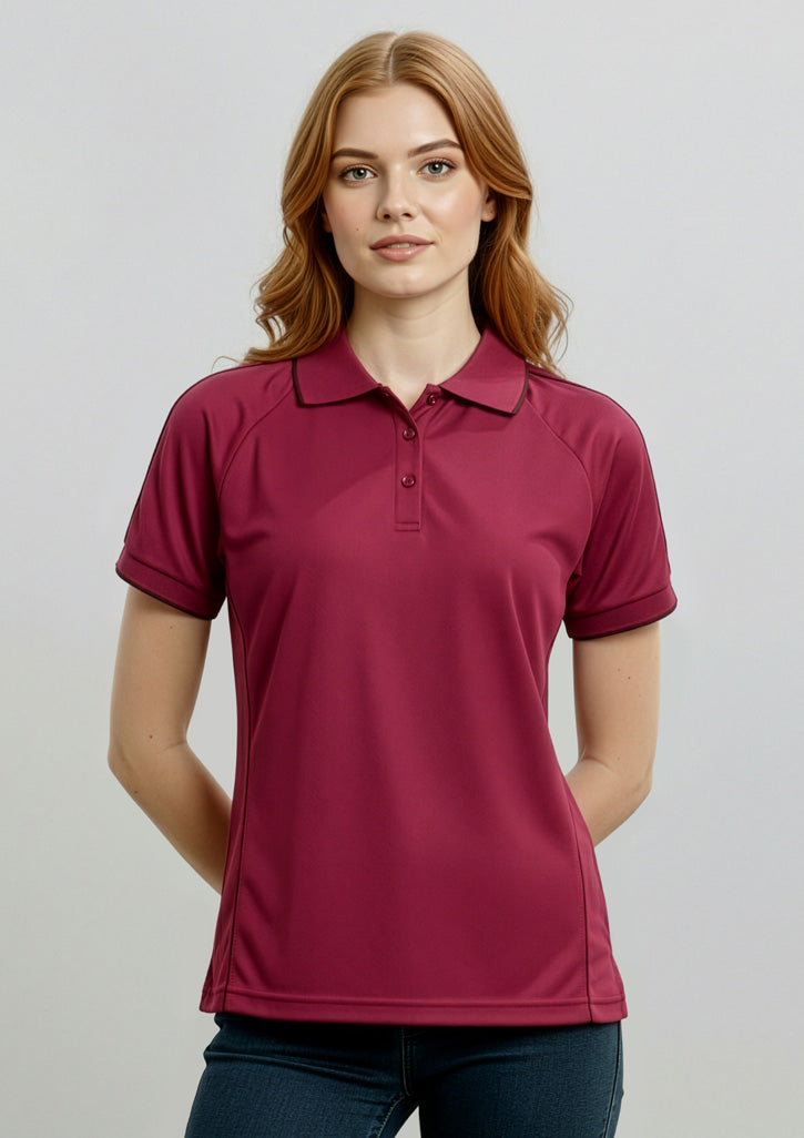 P9925 Womens Resort Short Sleeve Polo - Cherry/Maroon
