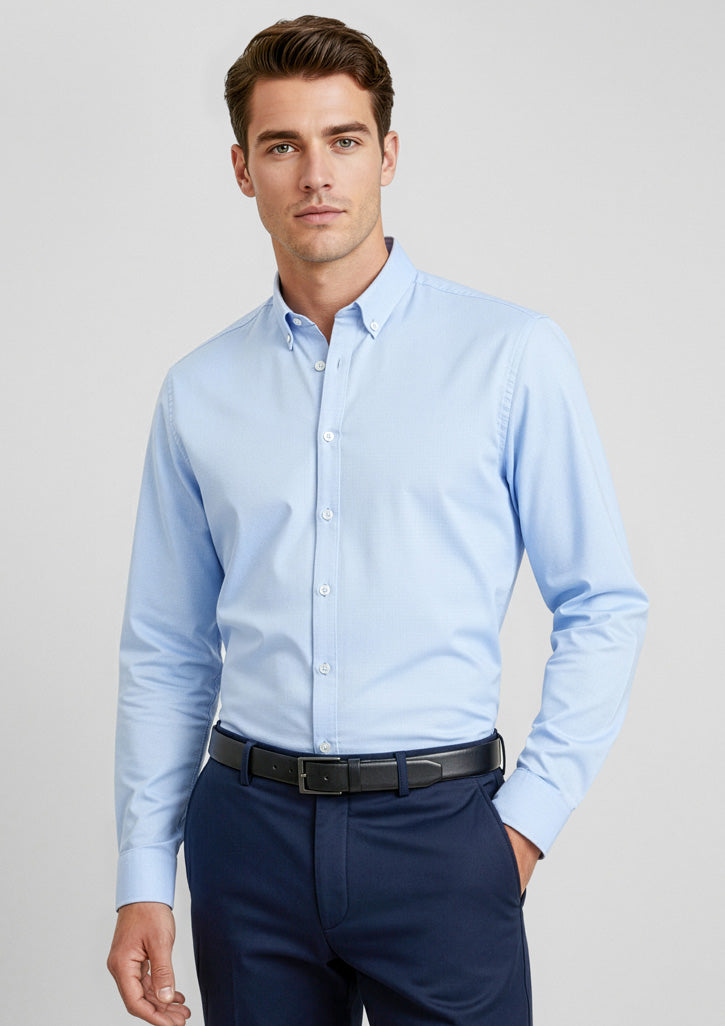 S016ML Mens Camden Long Sleeve Shirt - Blue