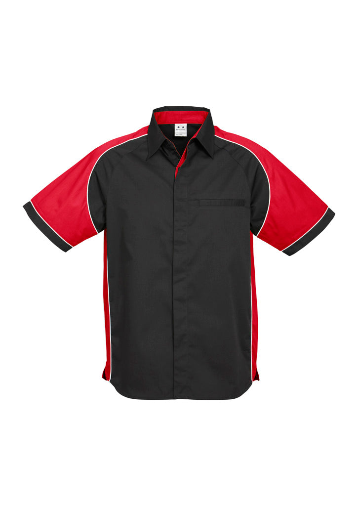 S10112 Mens Nitro Short Sleeve Shirt - Black/Red/White
