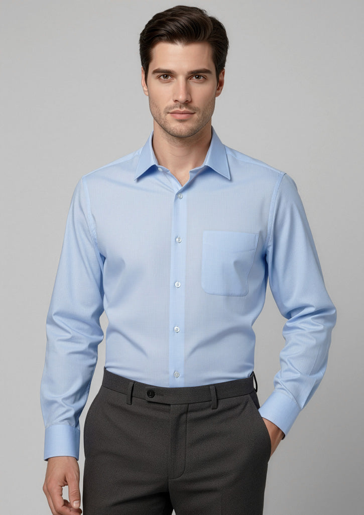 S10210 Mens Luxe Long Sleeve Shirt - Blue