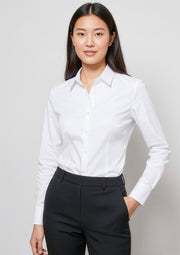 S118LL Womens Luxe Long Sleeve Shirt - White